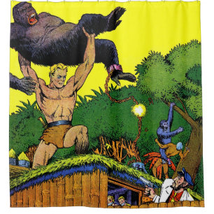 Cortina De Ducha Cómics de la vieja vintage de gorila de la selva c