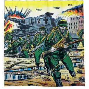 Cortina De Ducha Comics vintage de la guerra de los helicópteros de