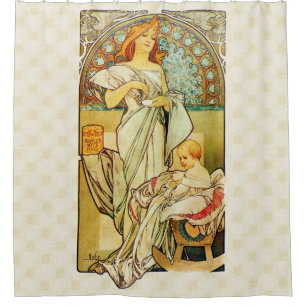 Cortina De Ducha Comida 1898 de Alfons Mucha para los niños