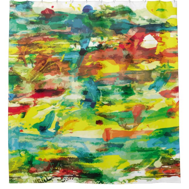 Cortina De Ducha  composición abstracta de pintura al óleo a mano.  (Anverso)