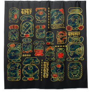 Cortina De Ducha Composición de los Glyphs del calendario del maya