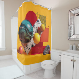 Cortina De Ducha Composición geométrica abstracta colorida