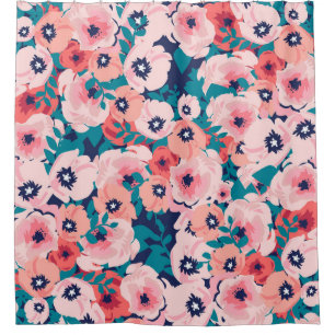 Cortina De Ducha Comprimido Floral de acuarela: Peonies de época.