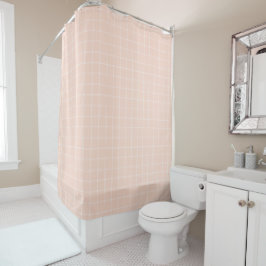 Cortina De Ducha Comprobación del panel de ventanas rosa y blanco d
