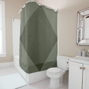 Cortina de ducha con acento de diamante verde musg