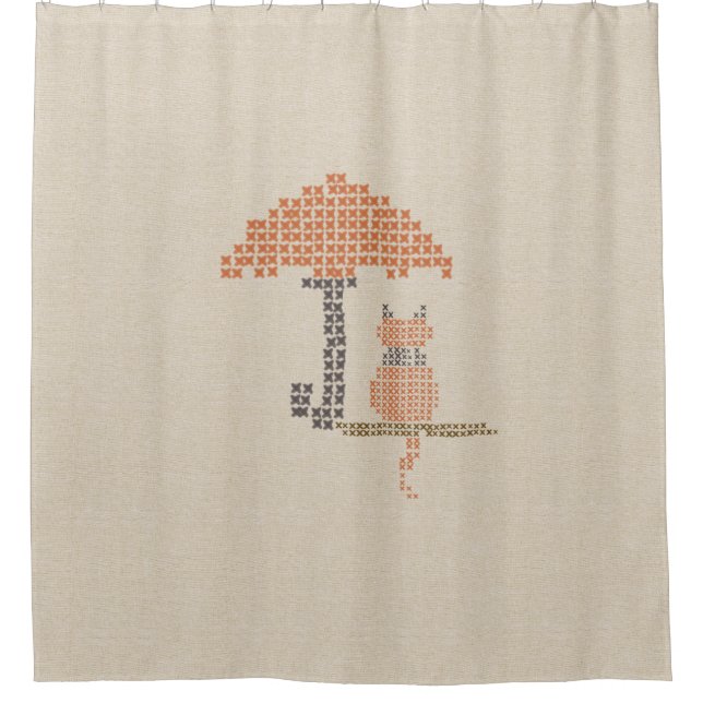 Cortina de ducha con aspecto de hilo de gato diver (Anverso)