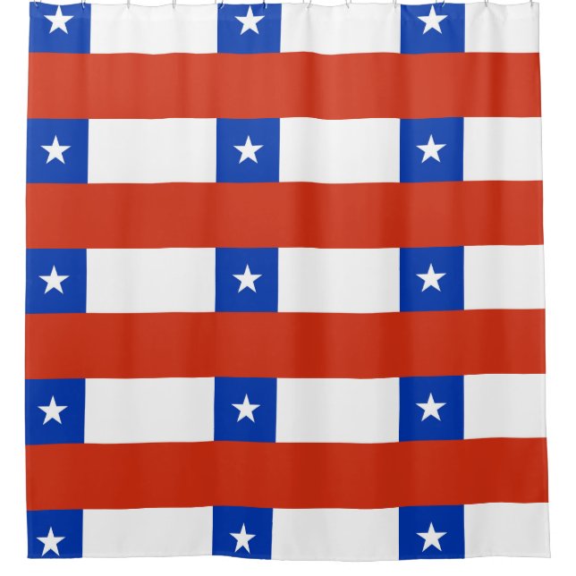 Cortina de ducha con bandera de Chile (Anverso)