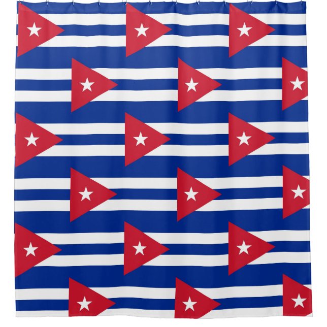 Cortina de ducha con bandera de Cuba (Anverso)
