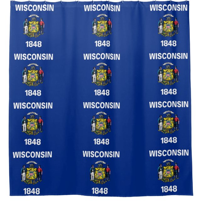 Cortina de ducha con bandera de Wisconsin, Estados (Anverso)