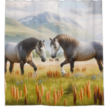 Cortina de ducha con caballos