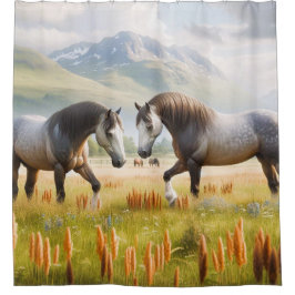 Cortina de ducha con caballos