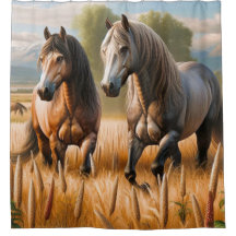 Cortina de ducha con caballos