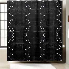 Cortina de ducha con cabezal negro y blanco