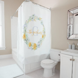 Cortina de ducha con diente de león monogramada