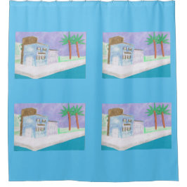 Cortina de ducha con diseño caribeño