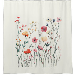 Cortina de ducha con diseño delgado de flores silv