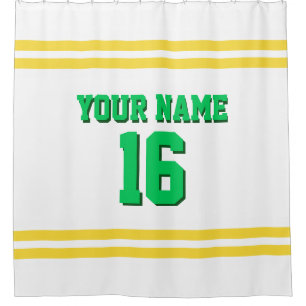 Cortina De Ducha con el yeso blanco amarillo Stripes Sports Jersey