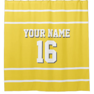 Cortina De Ducha con el yeso blanco amarillo Stripes Sports Jersey