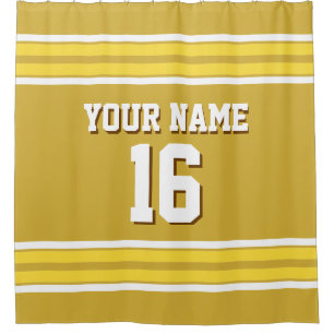 Cortina De Ducha con el yeso blanco amarillo Stripes Sports Jersey