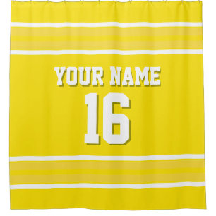 Cortina De Ducha con el yeso blanco amarillo Stripes Sports Jersey