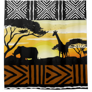 Cortina de ducha con escena de safari africano