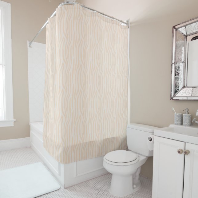 Cortina de ducha con estampado de cebra beige (In situ)