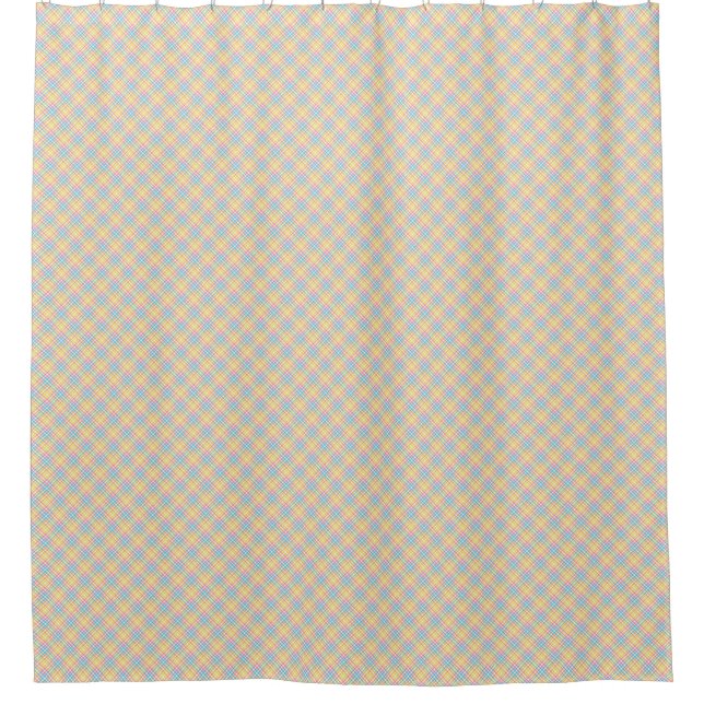 Cortina de ducha con estampado de cuadros azules y (Anverso)
