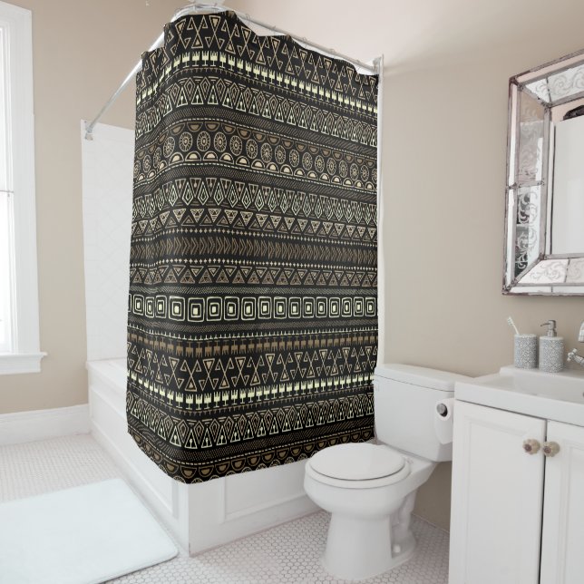 cortina de ducha con estampado mexicano (In situ)
