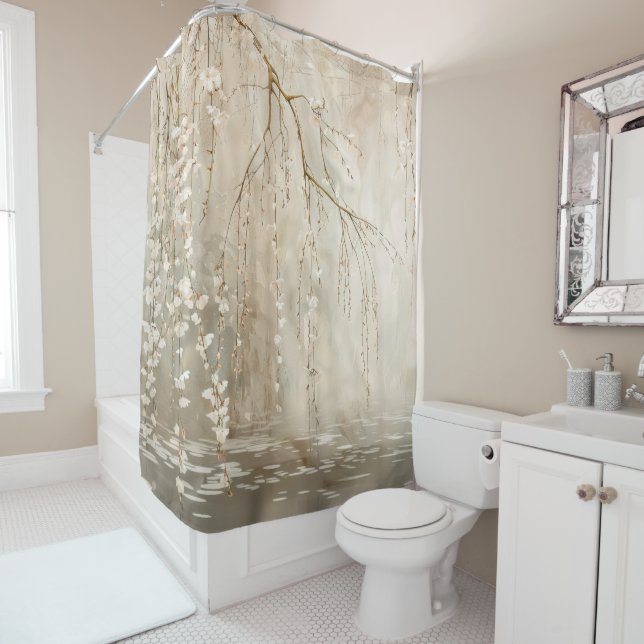 Cortina de ducha con flores de cerezo que llora (In situ)