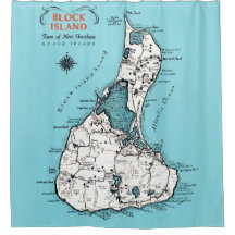 Cortina de ducha con mapa de Block Island RI