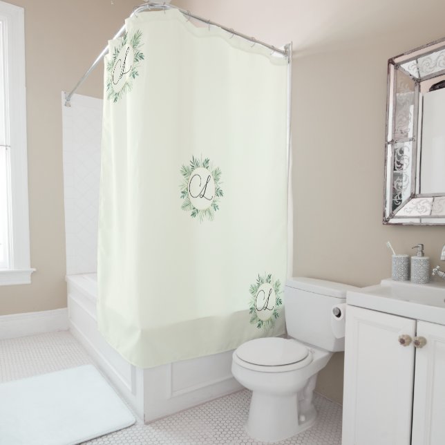Cortina de ducha con monograma de marfil (In situ)