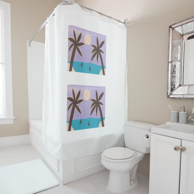 Cortina de ducha con palmeras silvestre (In situ)