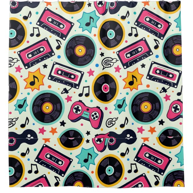 Cortina de ducha con temática pop (Anverso)