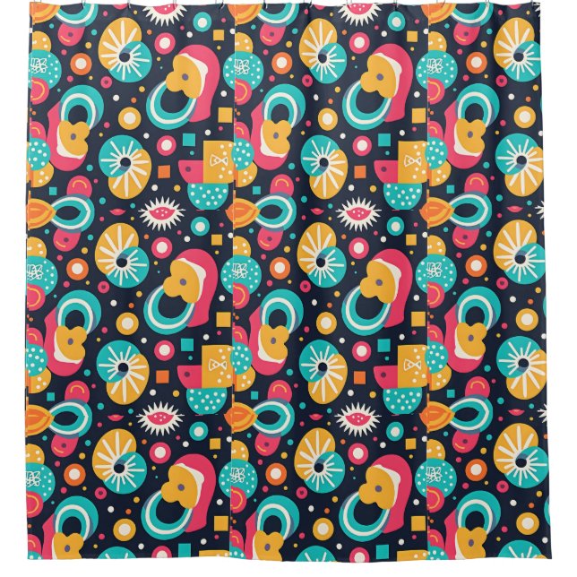 Cortina de ducha con temática retro (Anverso)