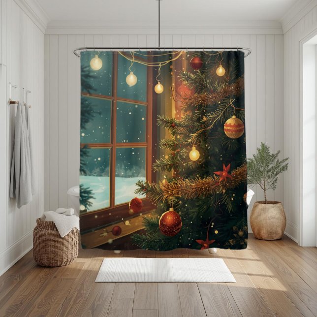 Cortina de ducha con ventana navideña acogedora (Subido por el creador)