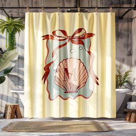 Cortina De Ducha Concha costera retro monograma personalizado