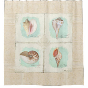 Cortina De Ducha Conchas marinas clásicas Beach Ocean Shore Coastor
