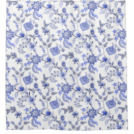 Cortina De Ducha Condado francés azul y blanco