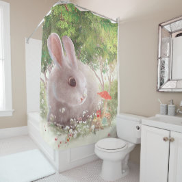 Cortina De Ducha Conejo con flores