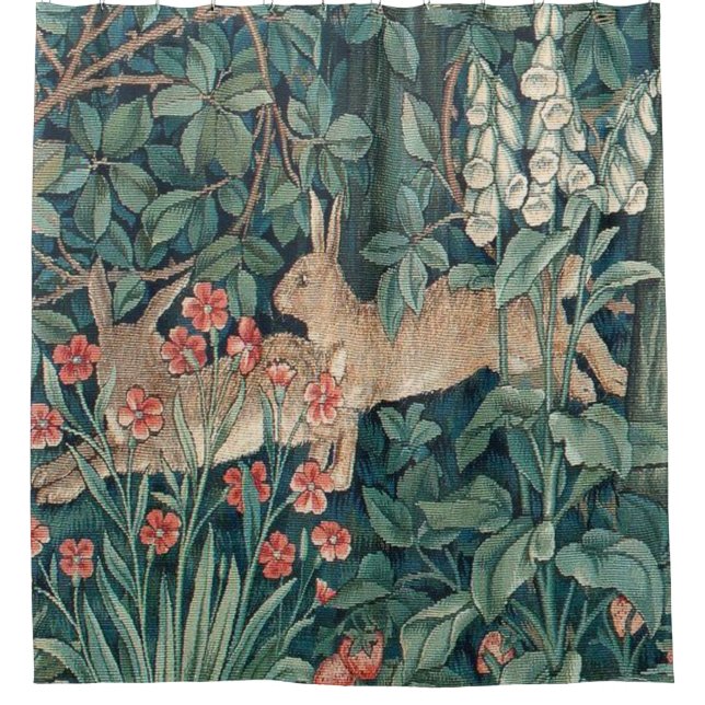 Cortina De Ducha Conejo En El Bosque - William Morris (Anverso)