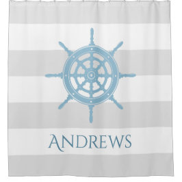 Cortina de ducha conocida azul de la playa náutica