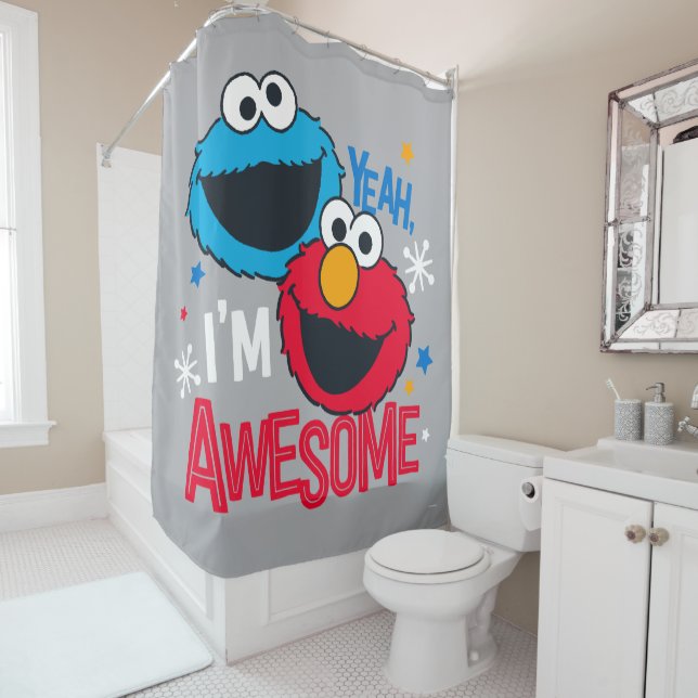 Cortina De Ducha Cookie Monster y Elmo | Sí, soy increíble (In situ)