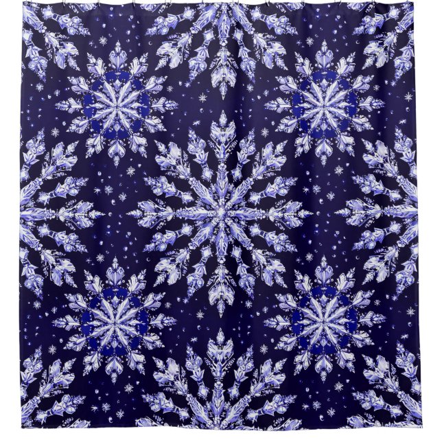Cortina De Ducha Copo de nieve 3d azul (Anverso)
