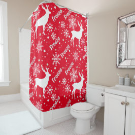 Cortina De Ducha copos de nieve de rojo