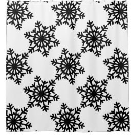 Cortina De Ducha Copos de nieve negros