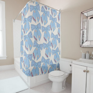 Cortina De Ducha Coquette Blue Bows