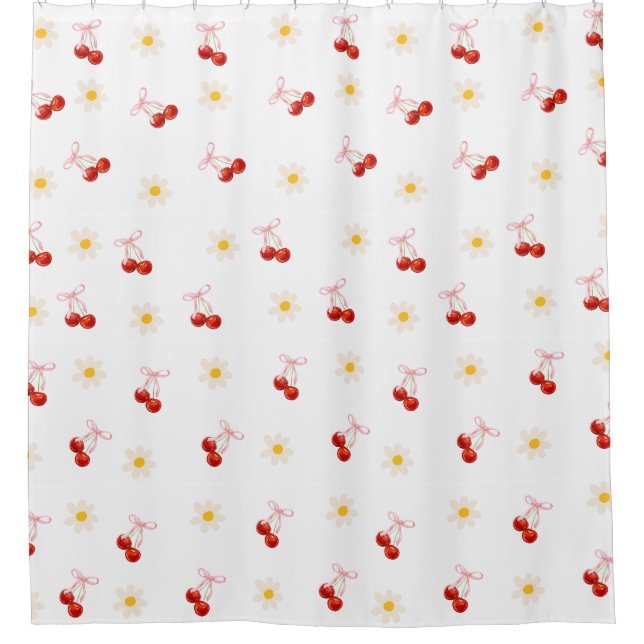 Cortina de ducha Coquette Cherry Daisy (Anverso)