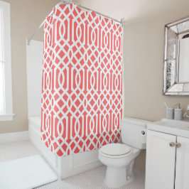 Cortina De Ducha Coral and White Trellis | Colores editables