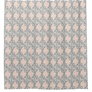 Cortina De Ducha Coral Damask Gray and Peach Shower Corteland