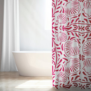 Cortina De Ducha Coral Moderno de Concha de Carey Costera Roja Casa